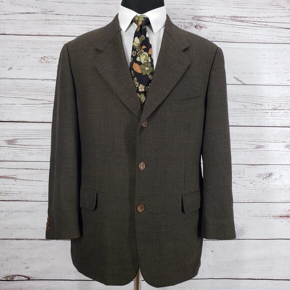 Cavelli Men's Brown 100%Wool Herringbone Sportscoat Blazer Size 41S - Picture 1 of 16